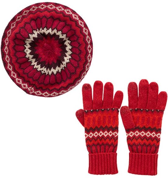 Seasalt Very Clever Gloves & Bramble Jelly Beret Modernist Vermillion Mix