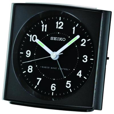 Funkwecker SEIKO "QHR022K", schwarz, Wecker, Funkwecker, Wecker, Schlafzimmer, Leuchtzeiger, Beleuchtung, Schlummerfunktion