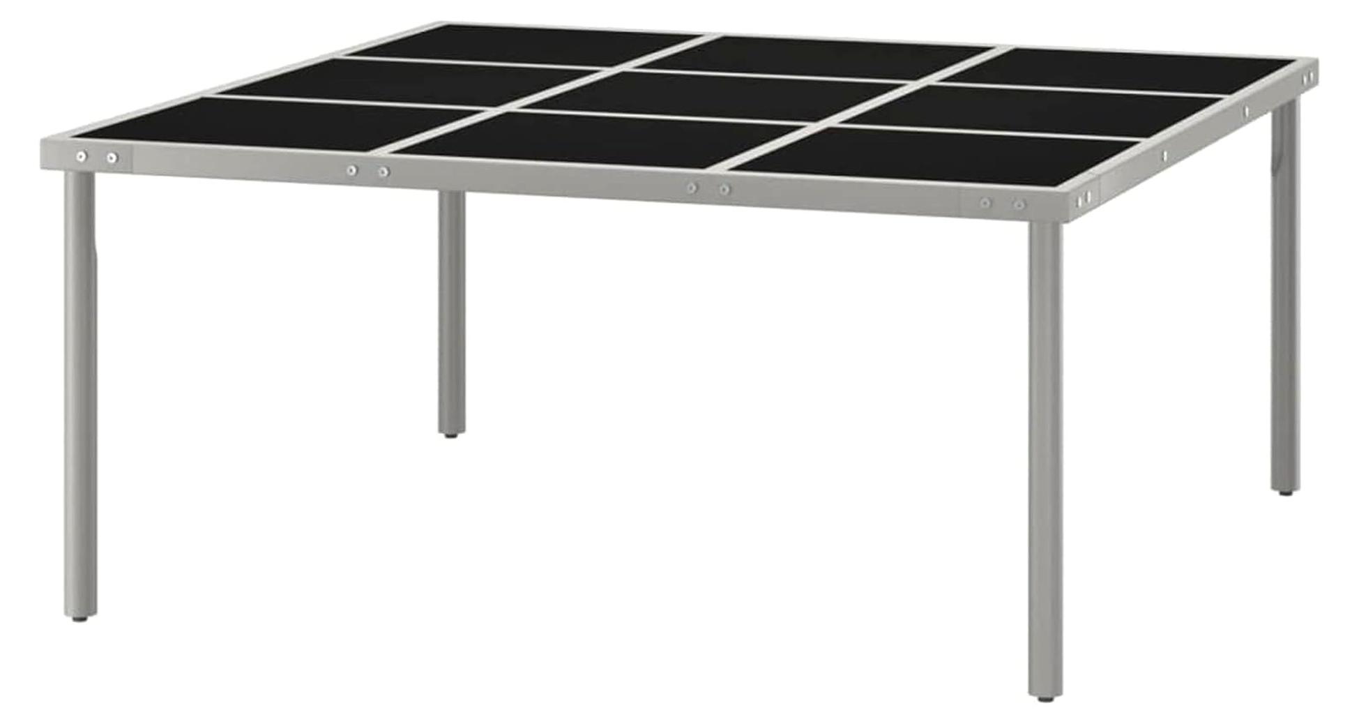 Garten-Esstisch, Gartentisch, Terrassentisch, Esstisch Garten, Gartenesstische, Gartenmöbel, Außentisch, 170x170x74,5 cm Glas und Stahl