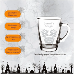 Gravur Glasbecher Kaffeebecher 300 mll - Hexenkessel - 1 Stück