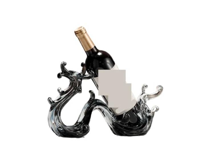 SAGELSHN Deco Weinregal Weinregal Aus Harz In Wellenform for Flaschendisplay Zur Dekoration für Restaurant, Bar(Black)