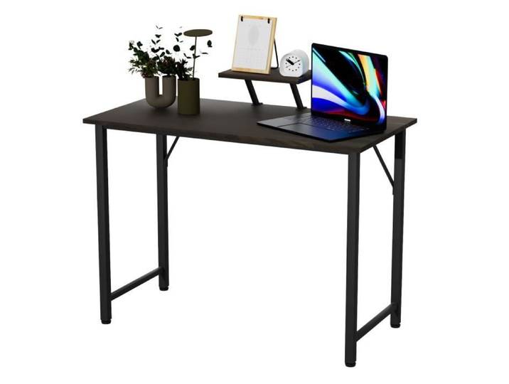 DHHOZAMZ Bureau Gaming PC Table de Jeu E-Sport Gamer avec Support d'écran étagère 100x50x75cm Noir