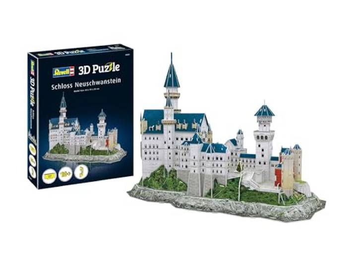 Revell 3D-puzzel 00205, kasteel Neuschwanstein, 121 delen, 4 uur bouwplezier voor kinderen en volwassenen, vanaf 10 jaar, het mooie kasteel Neuschwanstein zelf in elkaar te zetten, ideaal cadeau-idee