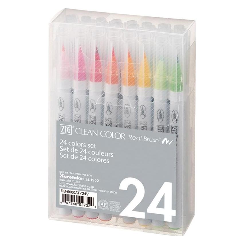 Zig Clean Color Pensel Pen saet m. 24 stk (24x) (RB-6000AT/24V)