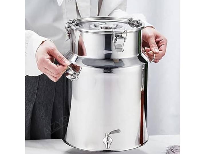 Milchkanne Edelstahl 22 Liter Mit Hahn,Milcheimer Edelstahl Mit Deckel Luftdichtes Milchkännchen Milch Barrel Farm Milk Transport Can Hahn Milk Jug Pitcher,Capacity-22L