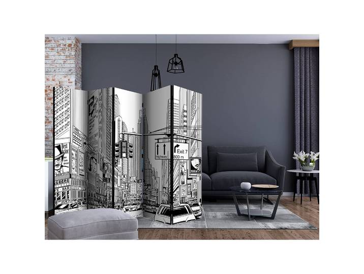 Paravent Street in New York city Polaire Blanc/Noir 225 x 172 x 3cm