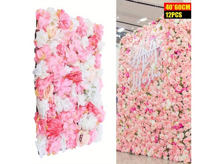 NOUVEAU (40*60 cm) 12 pièces de mur de fleurs de plantes champagne rose foncé, décoration, utilisé dans les salons, les balcons,