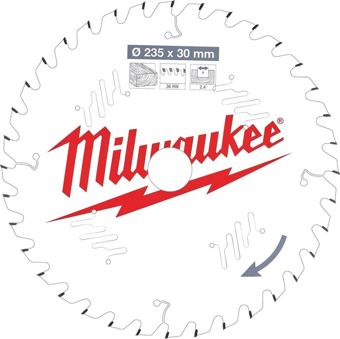 Milwaukee Kreissägeblatt für Holz Wechselzahn 235/30 mm 36 Zähne (4932471306)