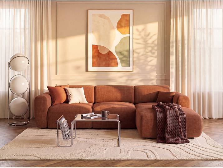 Sofa mit Ecke Rechts aus Terracotta-Stoff - POGNI von Maison Céphy