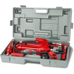 EBERTH Karosseriepresse Hydraulisch mit 10T Leistung, umfangreicher Ausbeulsatz inklusive Presse, 7 Druckstücke, Spreizer, Koffer