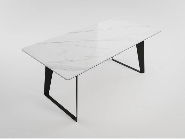 Magnolia Home Esstisch Esszimmertisch FLORINT 180x90cm weiße Keramikplatte schwarze Design-Ti