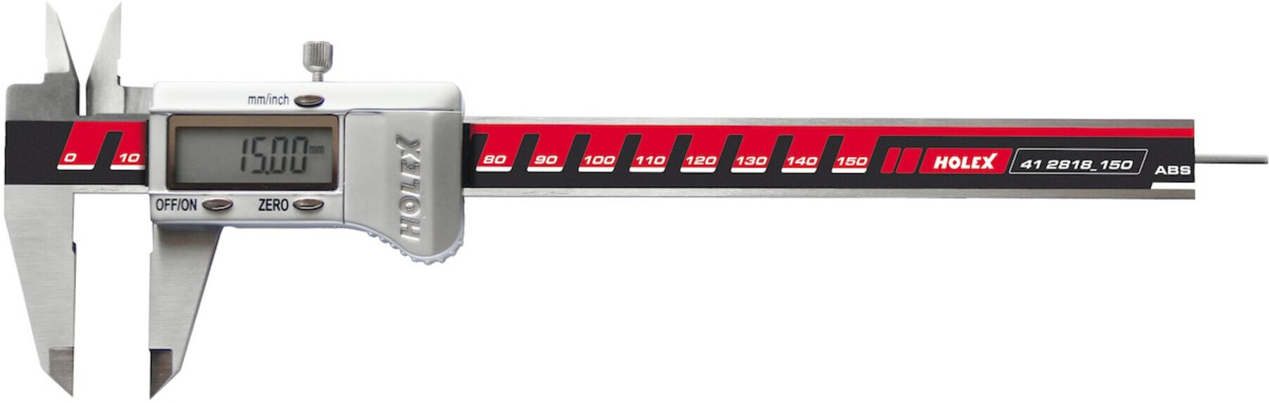 Holex Digitaler Messschieber ABS mit rundem Tiefenmaß 150 - Edelstahl Messgerät mit USB-Schnittstelle - 412818 (412818 150)