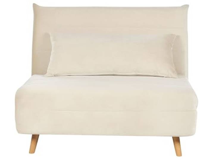 Beliani 1-Sitzer Schlafsofa Samt Hellbeige Holzbeine Kissen verstellbare Lehne Setten