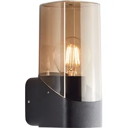 Brilliant Minou Außenwandleuchte IP44 - Wandleuchte außen schwarz/Rauchglas E27 - Standard & LED Leuchtmittel geeignet - Wetterfeste Außenleuchte modern für Hauswand, Terrasse, Eingang - 20cm hoch