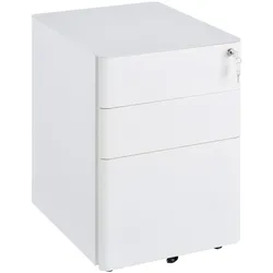 Vinsetto Rollcontainer mit 3 Schubladen, Büroschrank, Aufbewahrung, Stahl, Weiß, 39 x 48 x 59 cm