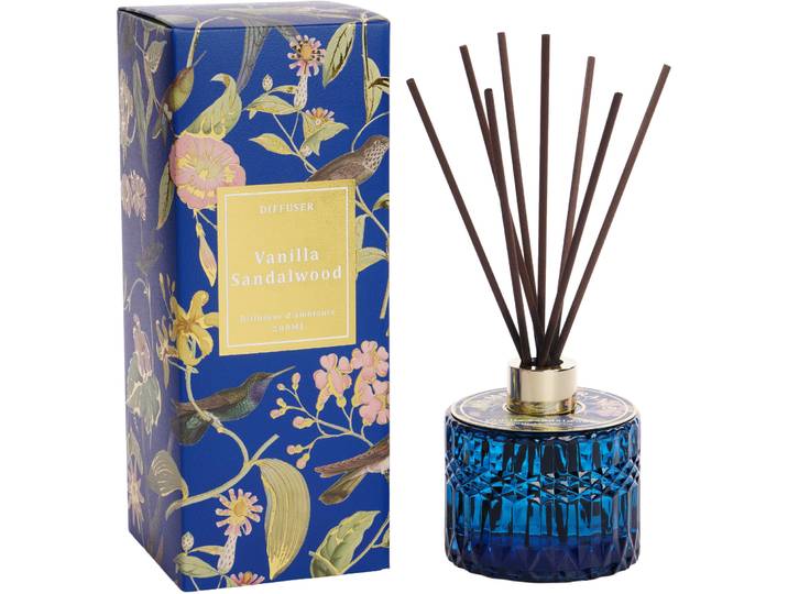 Diffusor Modern Bohemian dunkelblau Sandalwood 200 ml - Material: Glas/Rattan