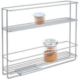 Metaltex Gewürzregal In&Out 364650000, silber, mit 2 Etagen, stehend, aus Metall, zum Kleben, ausziehbar, 28 x 22 x 6cm