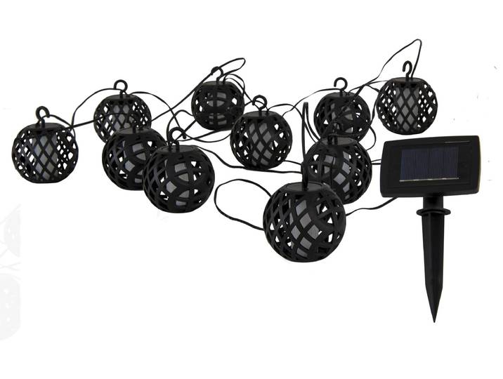 Guirlande lumineuse LED\, lampe solaire\, IP44\, noir\, L 485 cm