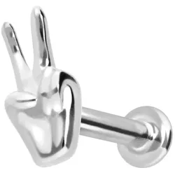 14 Karat Gold Labret mit Innengewinde PEACE-ZEICHEN