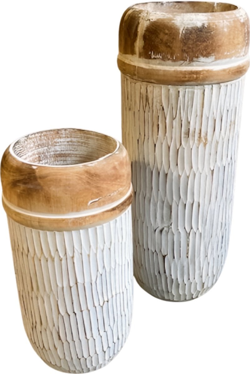 Decoratieve Pot met Carved Design, Hoogte: 35 cm