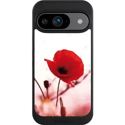 Nivocase Hülle für Google Pixel 9 Handyhülle NIVOcore Case Schwarz Blume Mohnblume Sommer (Google Pixel 9), Smartphone Hülle, Schwarz