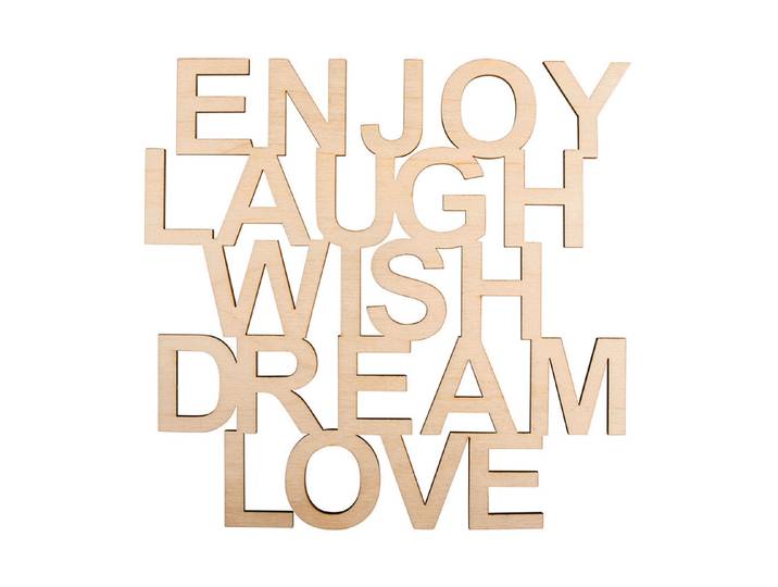 Rayher Holzschrift Enjoy Laugh Wish 18.7 × 18 × 0.4 cm