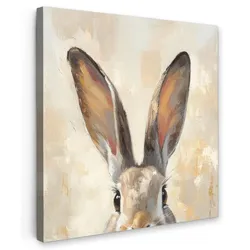 LEINWANDBILD Hase - Ohren - Braun Wandbild Wohnzimmer 50x50 cm