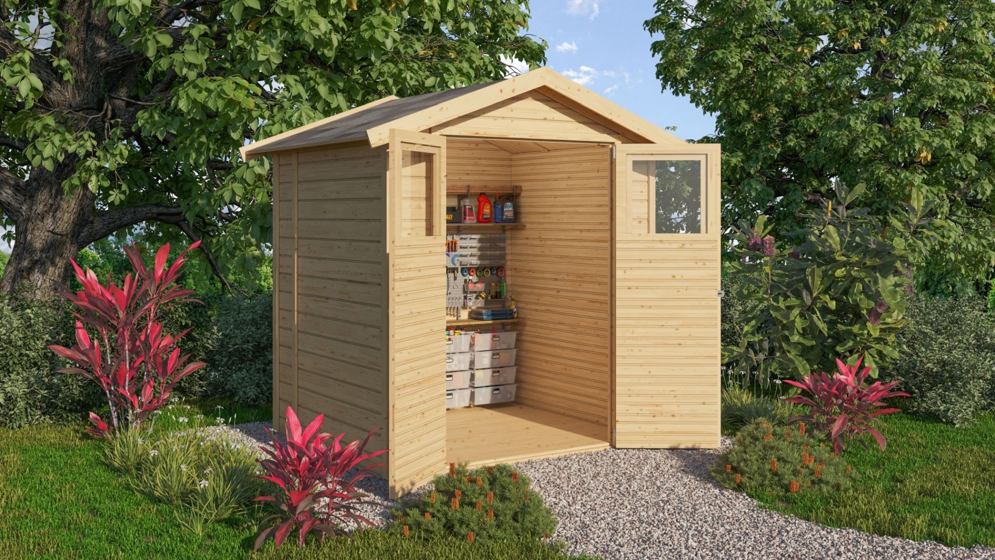 Karibu Gartenhaus Gerätehaus Dahme 2 naturbelassen 180x153x219 cm