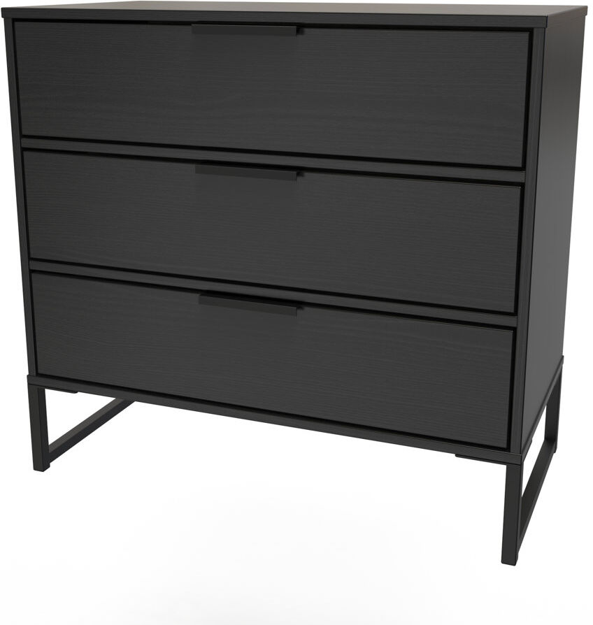 Brayden Studio Fully Assembled Aliscia 3 - Drawer Chest of Drawers Black Ash 72.5cm H X 76cm W X 39.5cm D