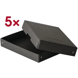 Falken Archiv-Box »PURE Box Black DIN A5 40mm« 5 Stück schwarz, 18x4x25 cm