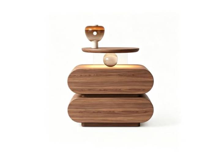 Mmt00go Massivholz-Nachttisch, Beistelltisch, Moderne Möbel Kunstleder-Nachttisch, Aufbewahrungsschrank Für Schlaf- Und Wohnzimmer(Walnut)