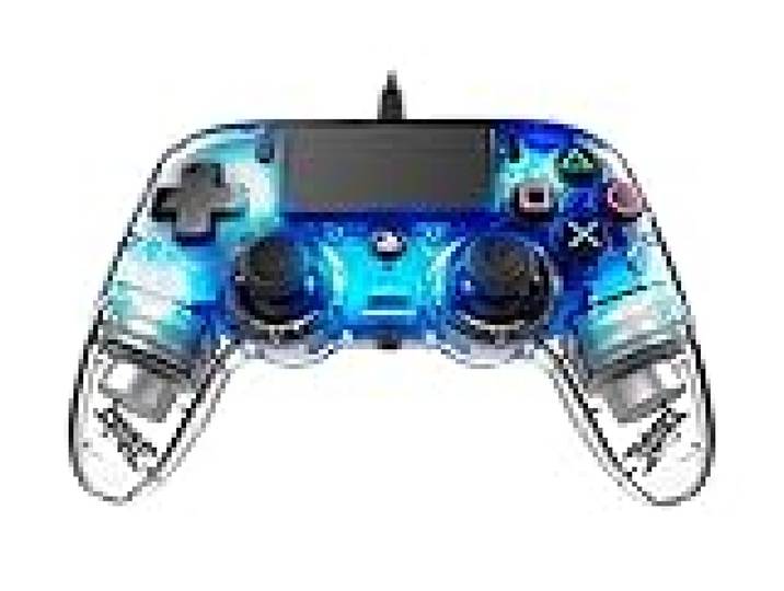 Nacon Manette filaire Compact Controller transparente bleue pour PS4 compatible PC