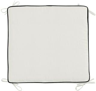 Replacement Ottoman Cushion with Zipper - 24x23 - Box Edge, Canvas White/Black - Ballard Designs