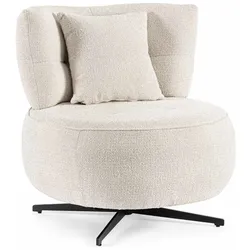 Sessel Gonnie aus Chenille-Stoff, modern drehbar, Beige, gepolstert für entspanntes Sitzen