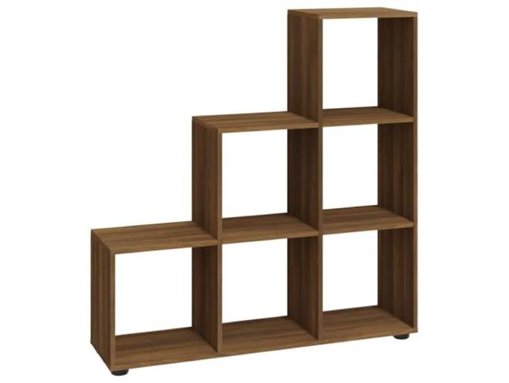 KGHERMDF Stufenregal 107 cm Holzwerkstoff Braun Eiche 6 Fächer, Stabil, Feuchtigkeitsbeständig, Vielseitig für Bücher und Deko