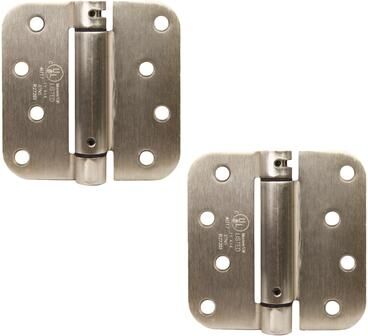 Design House Steel Self Closing Door Hinge, 4 in. x 4 in., 5/8 in. Radius, Satin Nickel, 2-Pack