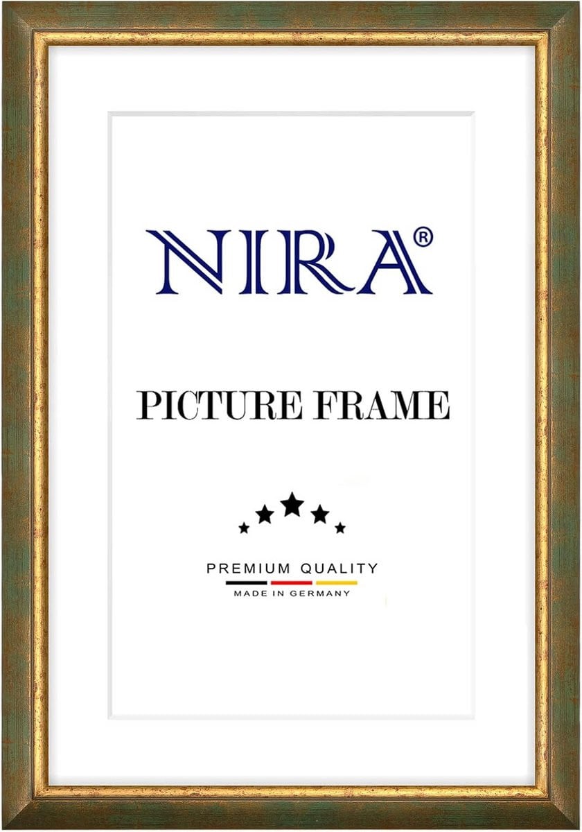 Massief Houten Fotolijst 25x35 cm Groen Goud