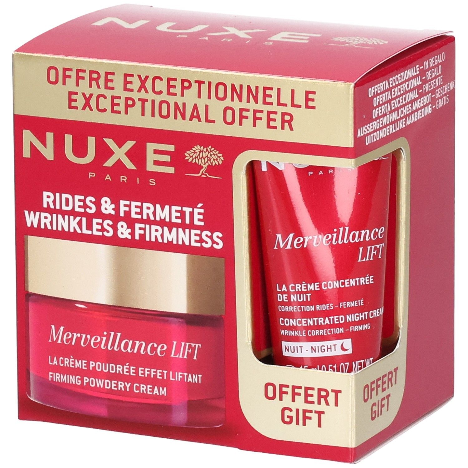 Nuxe Set Merv.Lift Pudrige Cre.Tag+Nacht 15ml 1 St Kombipackung
