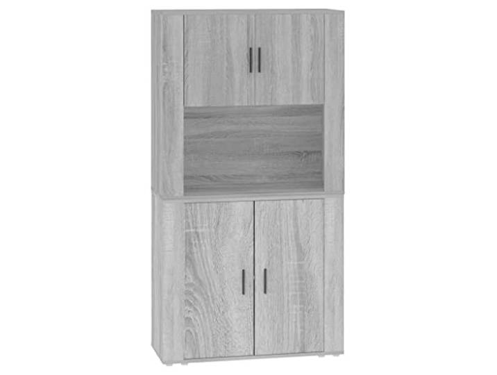 Kaorsrow Highboard Grau Sonoma 2-Teilig Holzwerkstoff 80x33x150 cm Platzsparende Wandmontage für Wohnzimmer und Schlafzimmer mit viel Stauraum sowie robuster glatter Oberfläche.