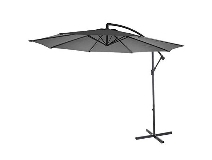 Mendler Ampelschirm Acerra Polyester/Stahl Ø 3m ohne Ständer - grau Sonnenschirm Sonnenschutz, neigbar, 11kg