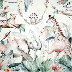 FOTOTAPETE Aquarell Afrika Tiere 240/240 cm