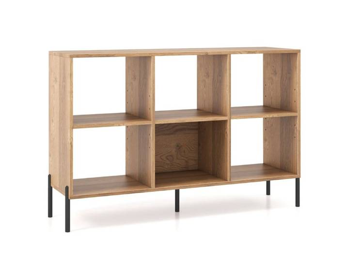 Bibliothèque multifonctionnelle - HELLOSHOP26 - 6 cases - Bois d'ingénierie - Stable - Réglable