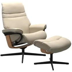Stressless Sessel mit Hocker Sunrise Cross Leder Beige Batick Cream M (Medium)