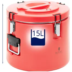 Royal Catering Thermobehälter Edelstahl Thermobox Thermoport Warmhaltebehälter Speisen 15 L, Thermoskanne, Rot