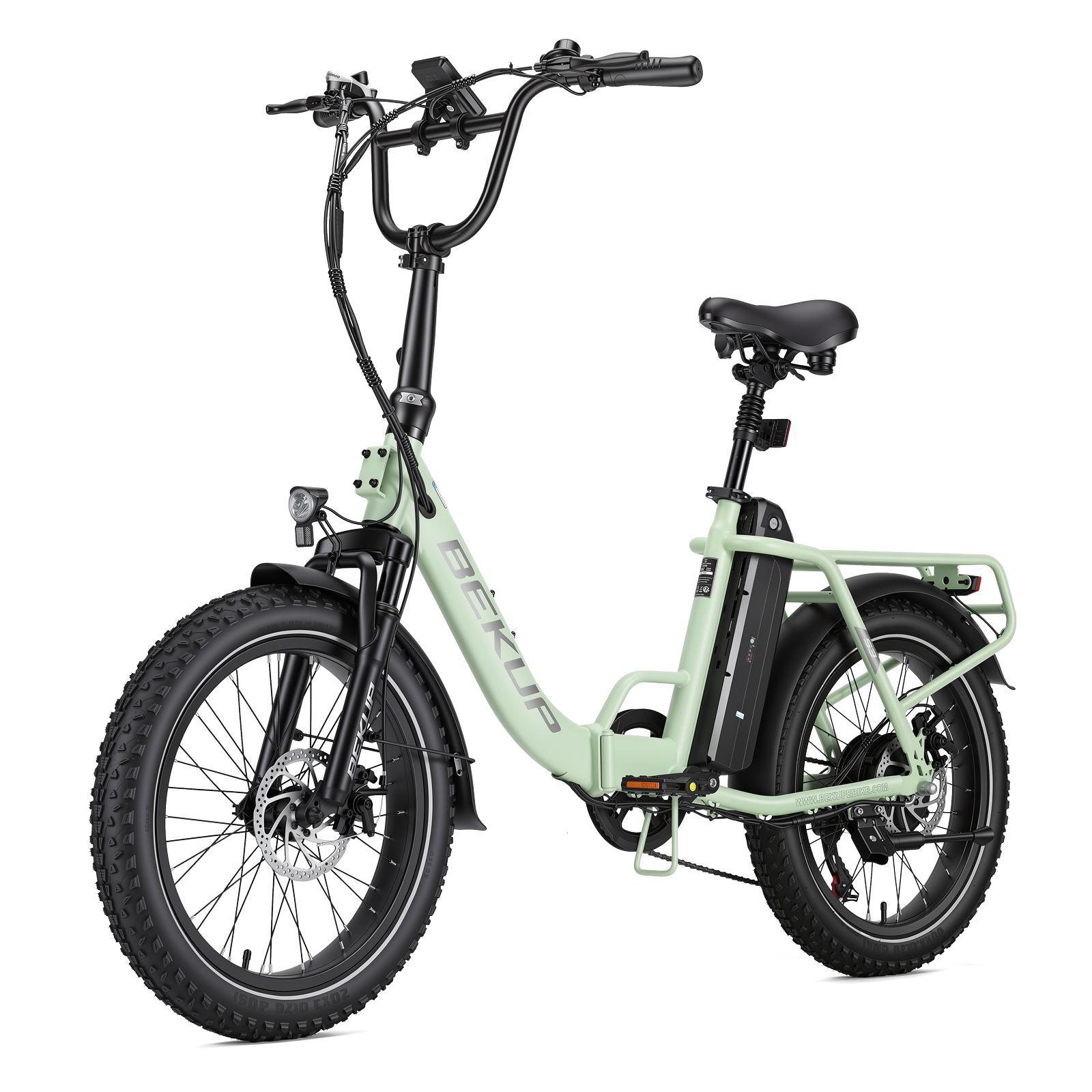 Bekup S3 E-Bike 20" Hochkohlenstoffstahl 48V 15Ah Akku 75 km Reichweite Shimano 7-Gang-Schaltwerk Faltbares E-Bike Grün