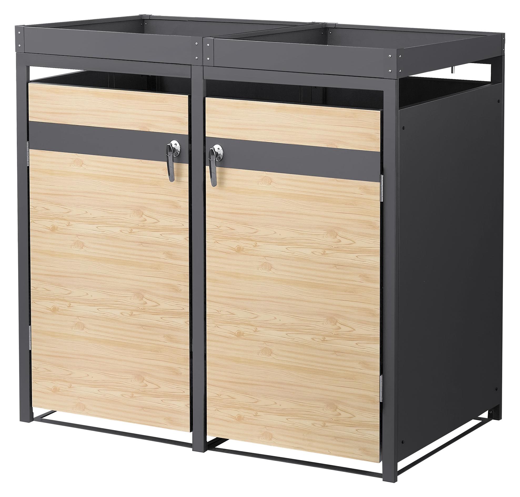ML-Design Mülltonnenbox mit Pflanzdach für 2 Tonnen 240L 132x80x124 cm Stahl