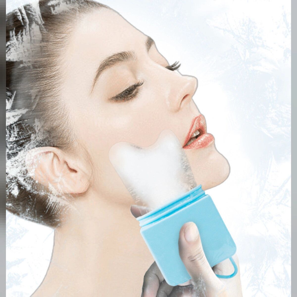 INF Masseur facial glacé en silicone pour rafraîchir la peau et réaliser un massage par roulement Kaki