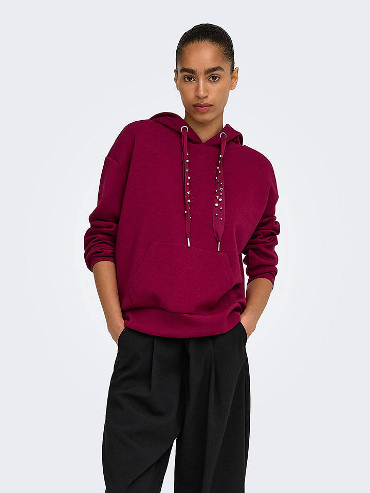 ONLY Hoodie in Bordeaux - S