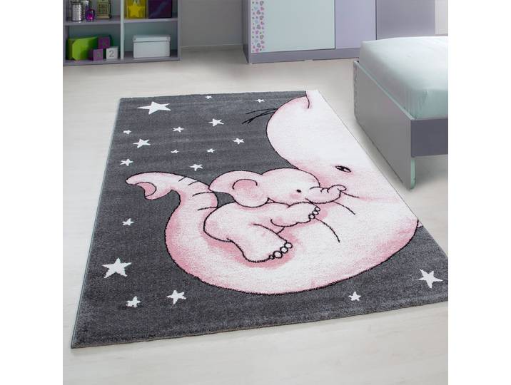 Kinderteppich Kids Elefant 200 x 290cm Pink/Pink