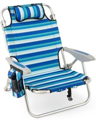 Costway Set of 1 Folding Beach Chair for Adults with 4-Position Adjustable Backrest